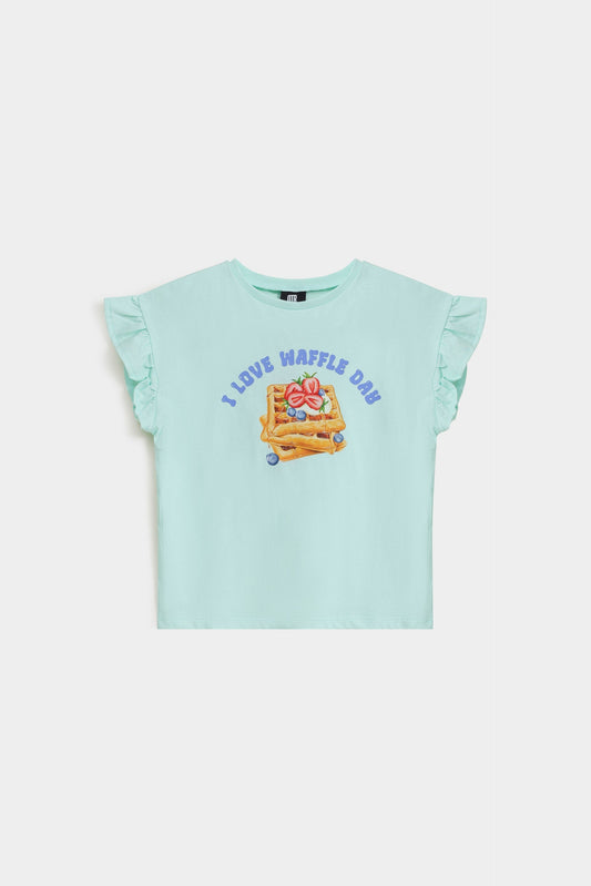 Graphic T-Shirt With Frill Sleeves