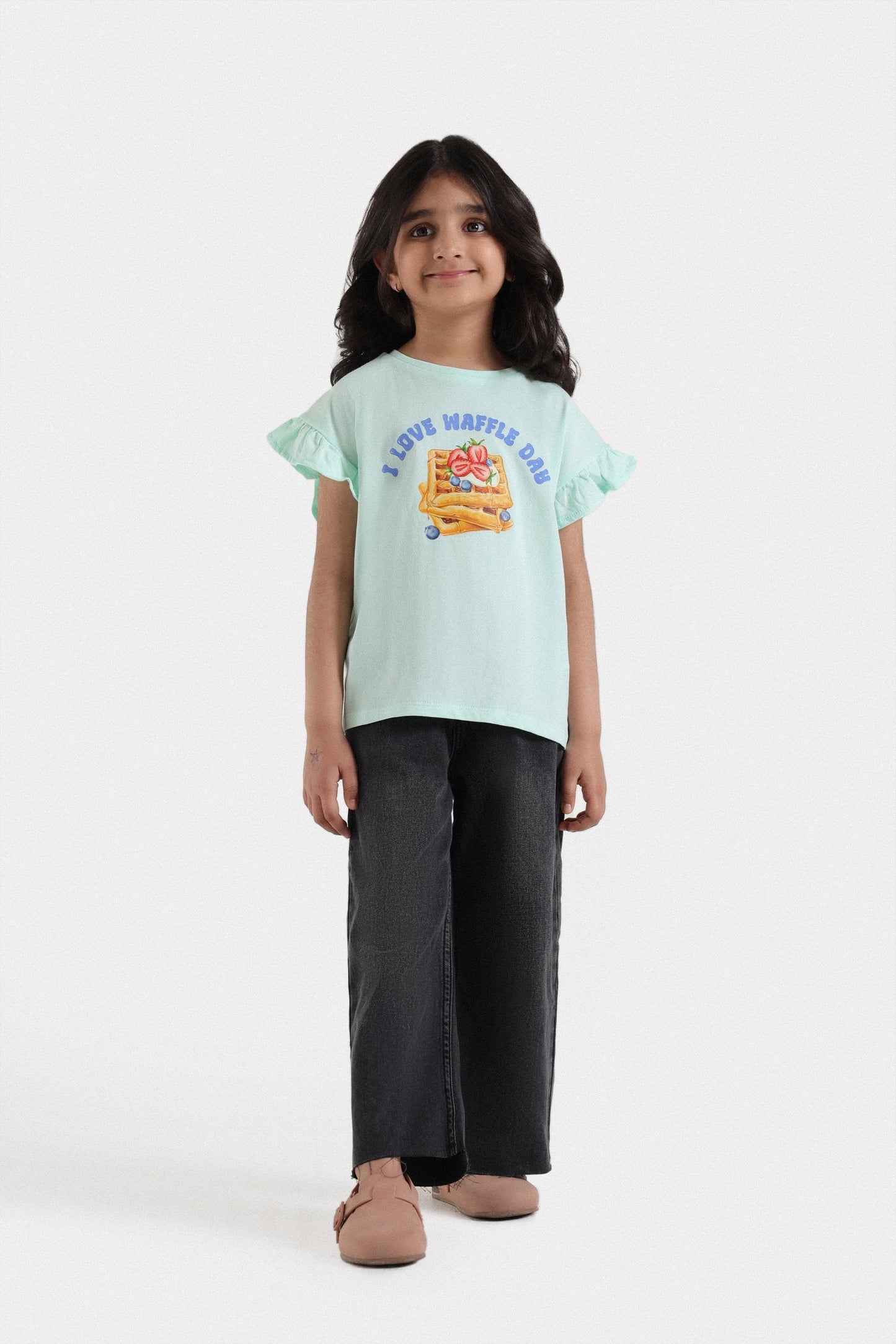 Graphic T-Shirt With Frill Sleeves