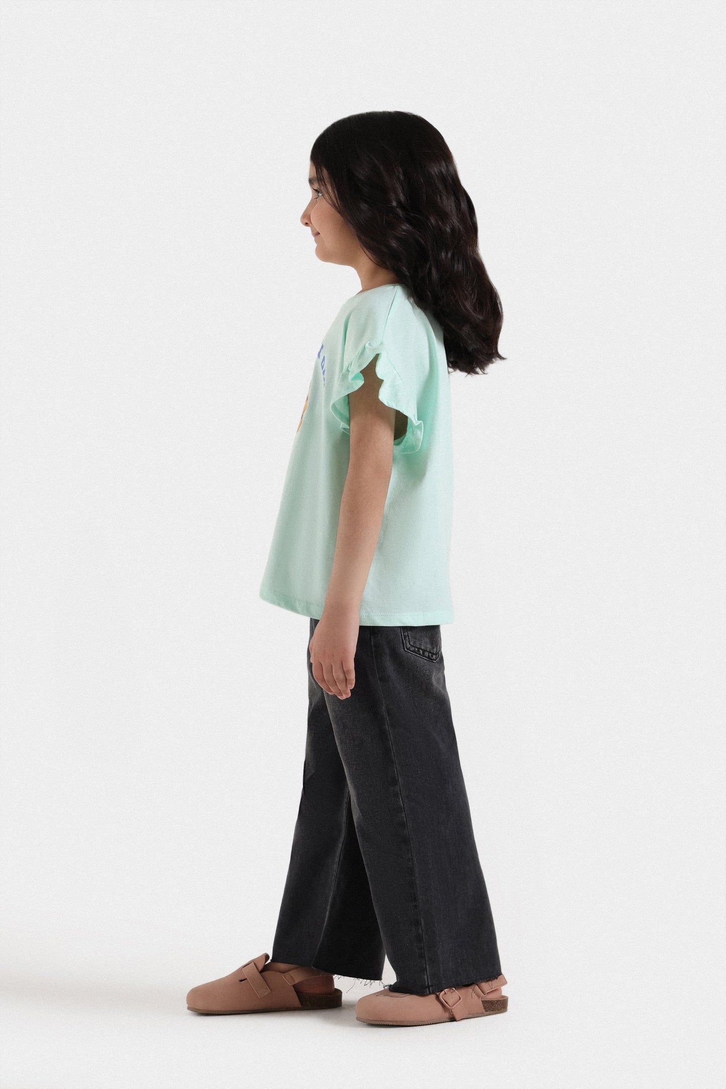 Graphic T-Shirt With Frill Sleeves