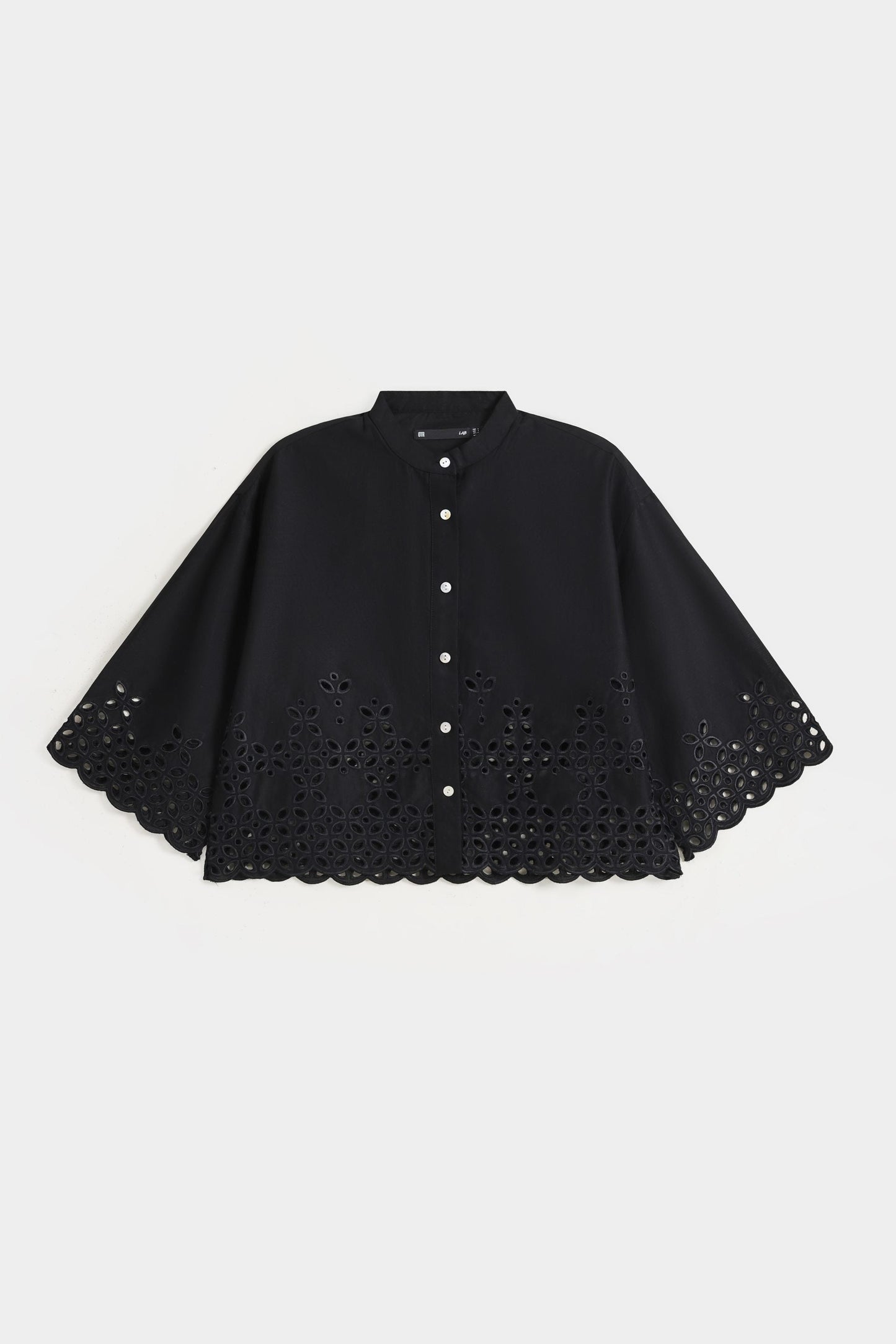Cut-Work Embroidered Cropped Shirt