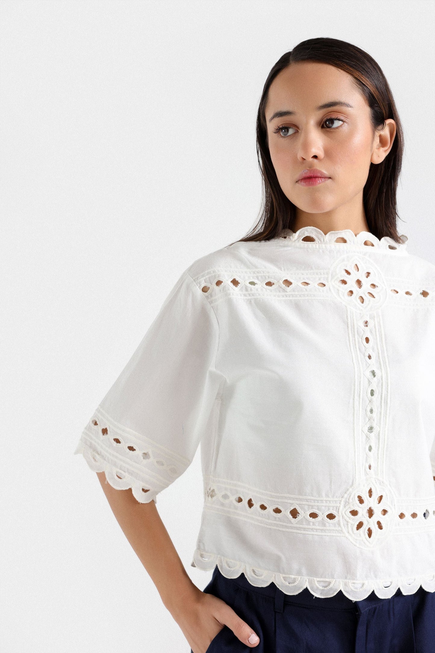Embroidered Cutwork Top