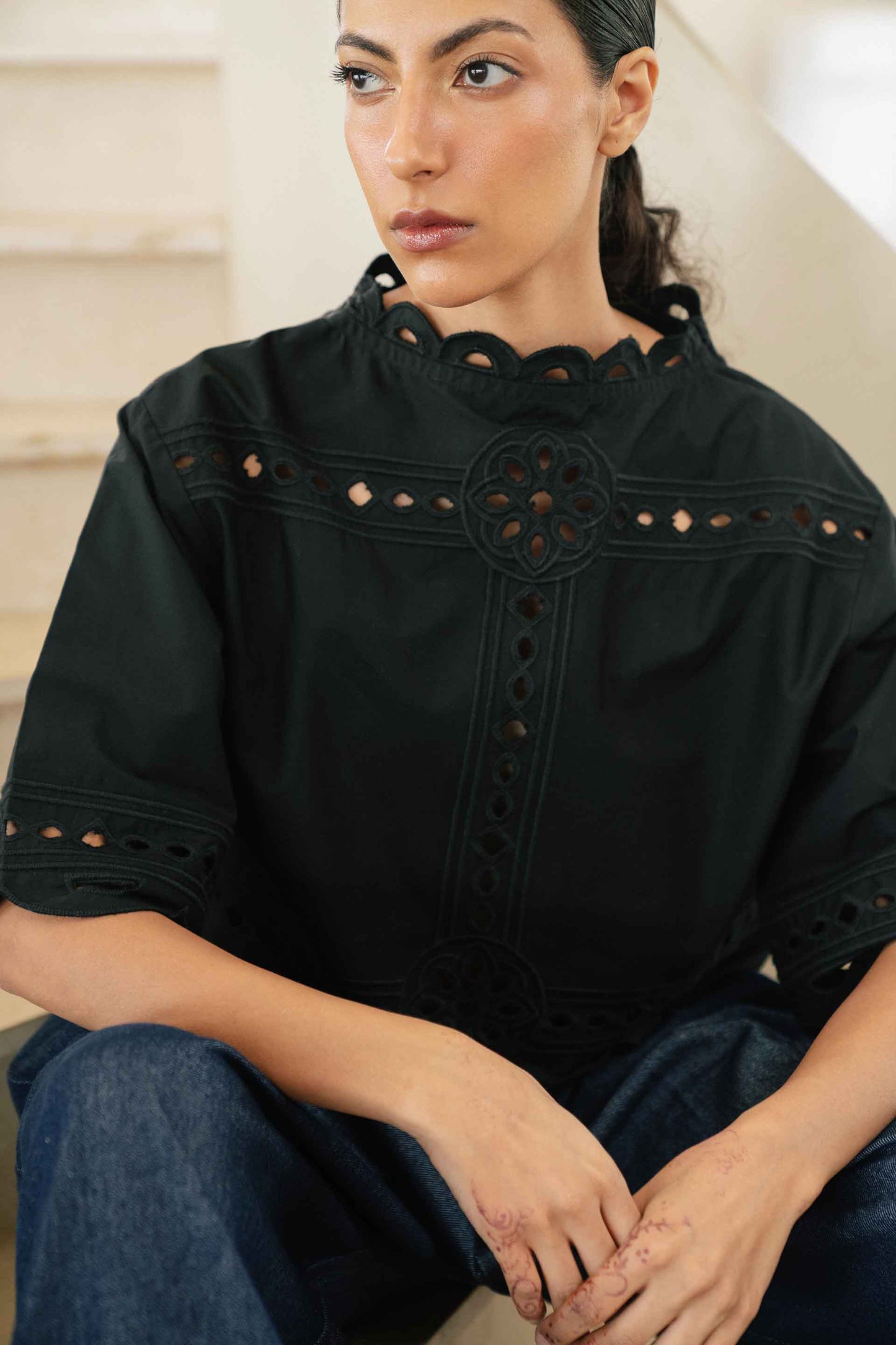 Embroidered Cutwork Top