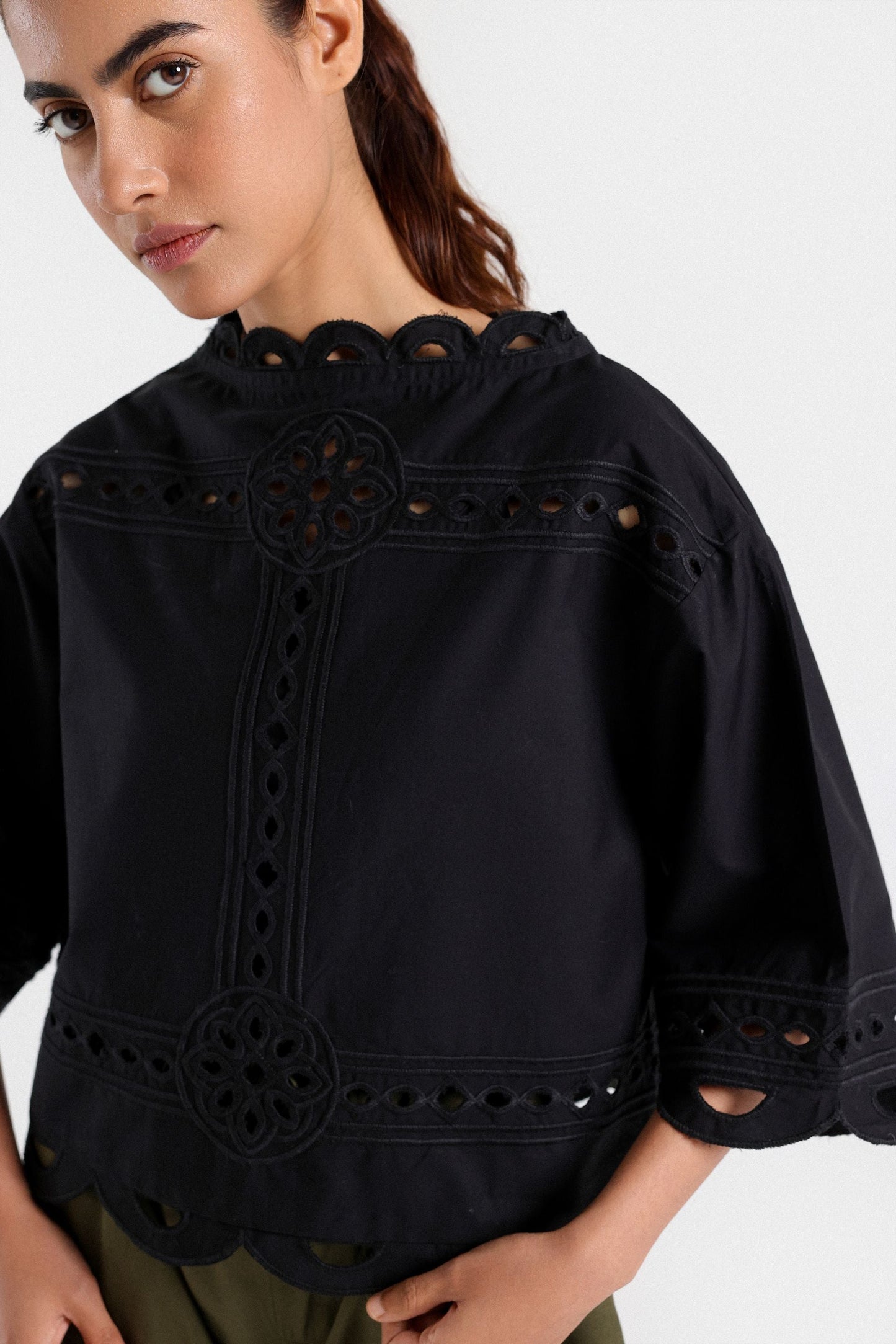 Embroidered Cutwork Top
