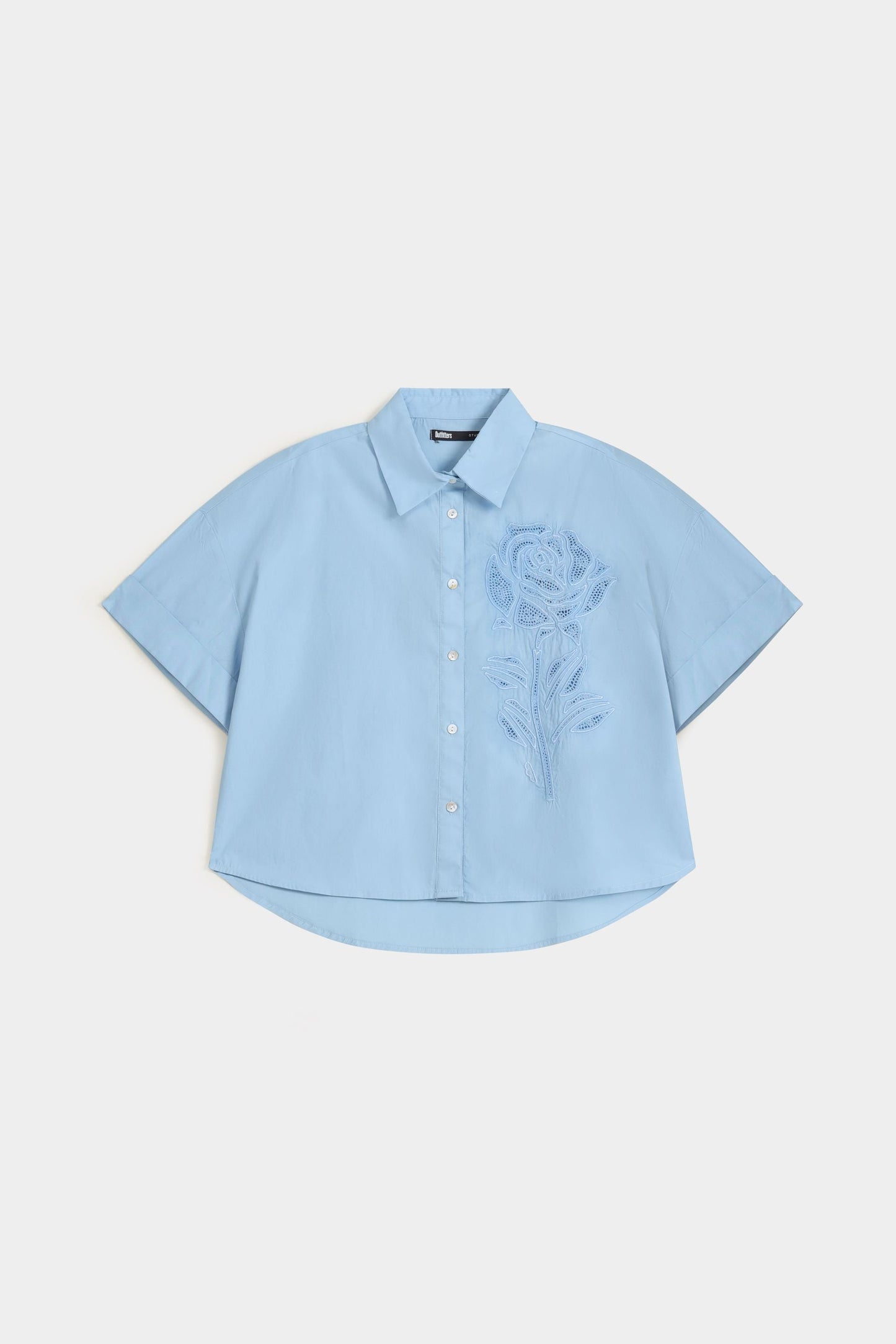 Floral Embroidered Cropped Shirt