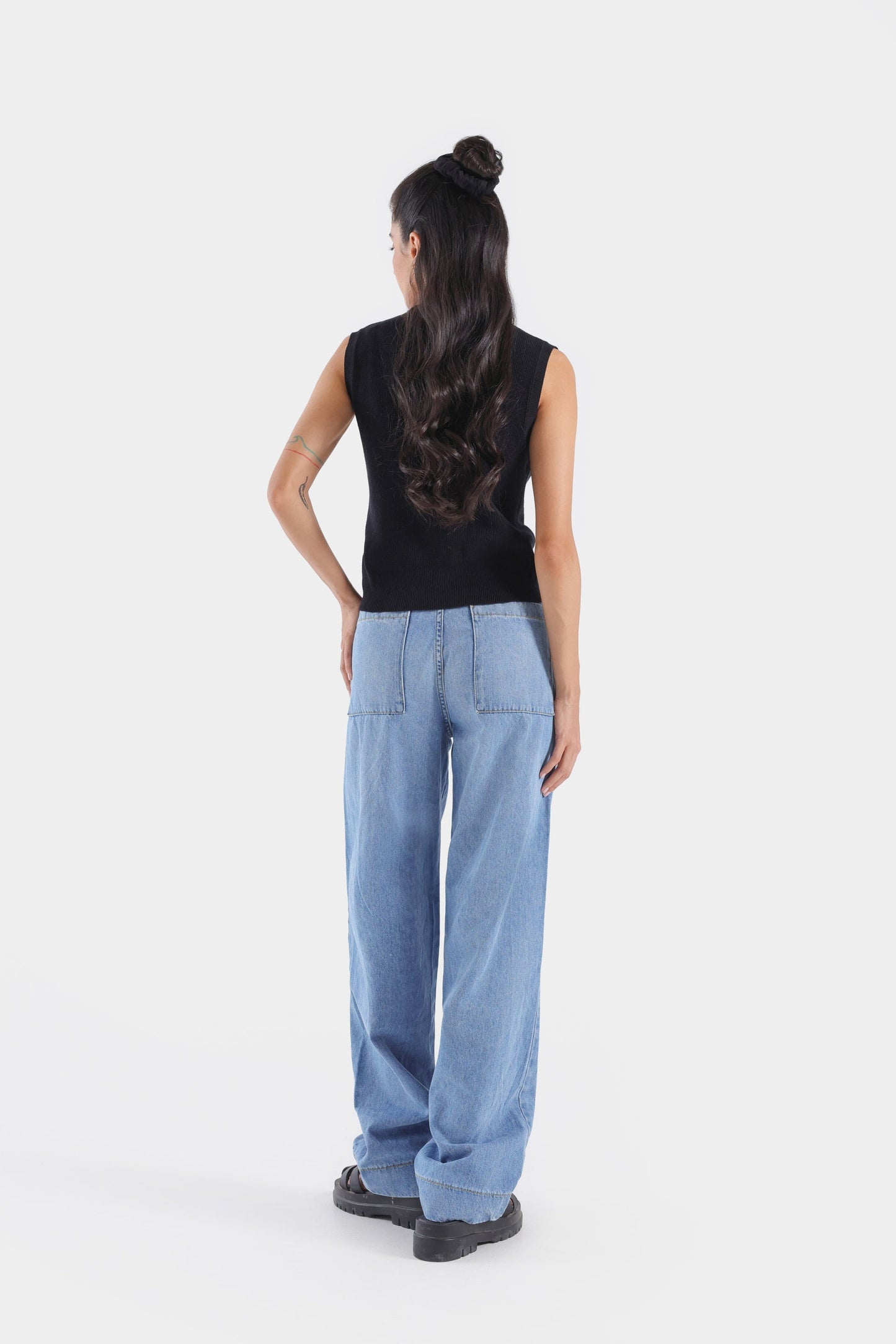 Super Cropped Tank T-Shirt With Buttons