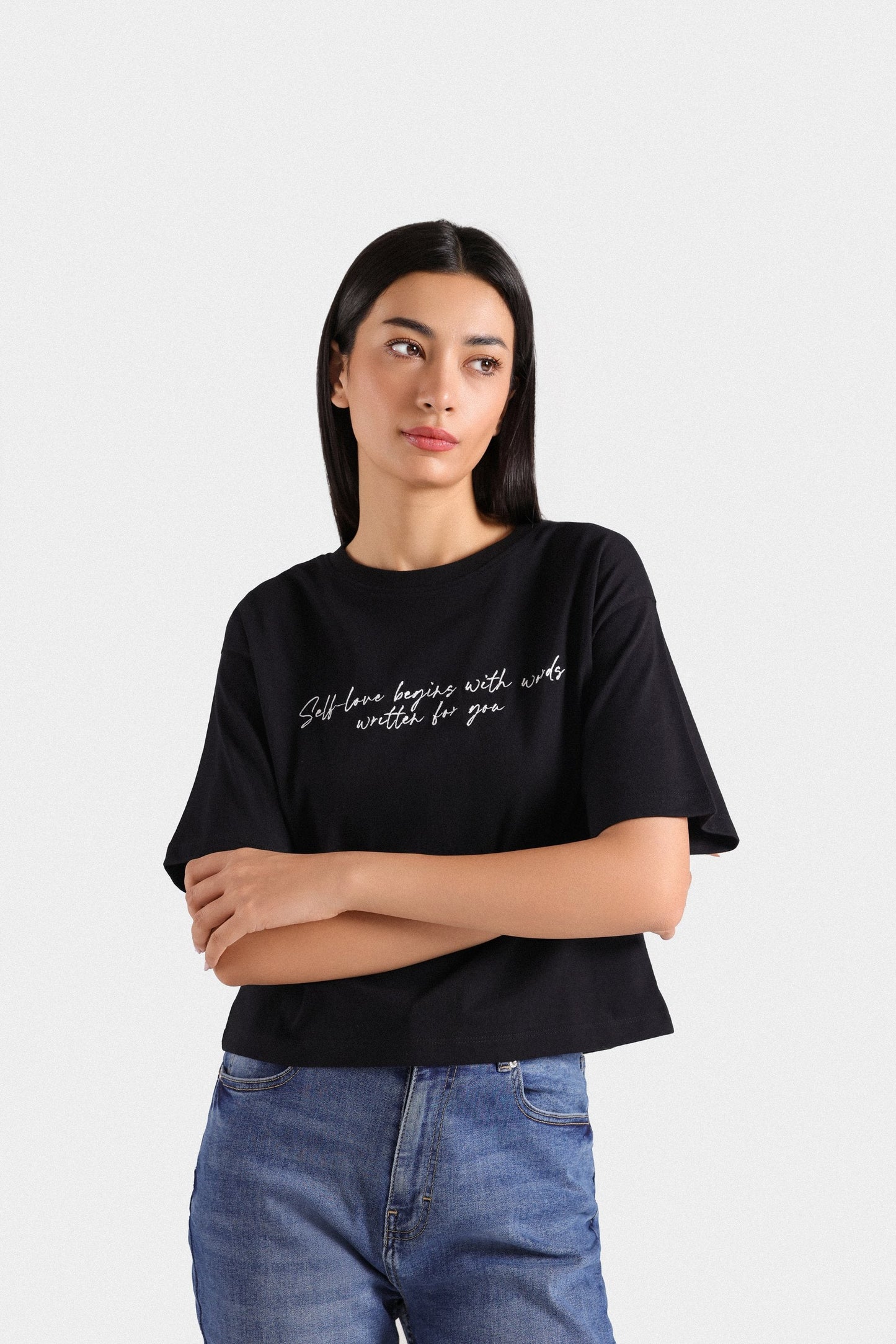 Embroidered Cropped T-Shirt