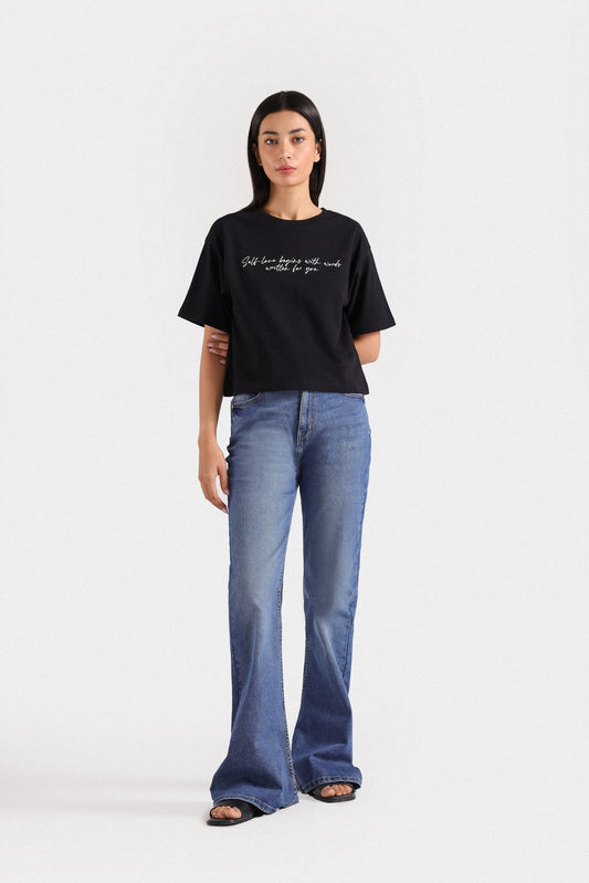 Embroidered Cropped T-Shirt