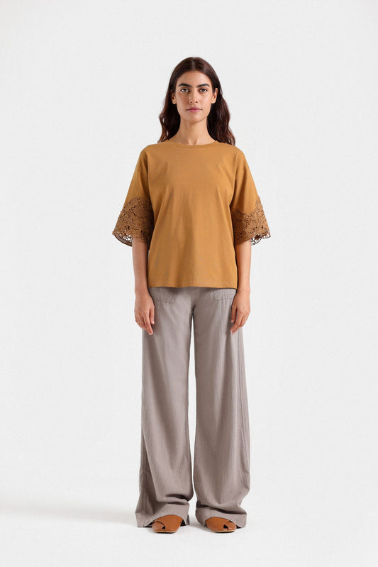 Embroidered Crochet T-Shirt