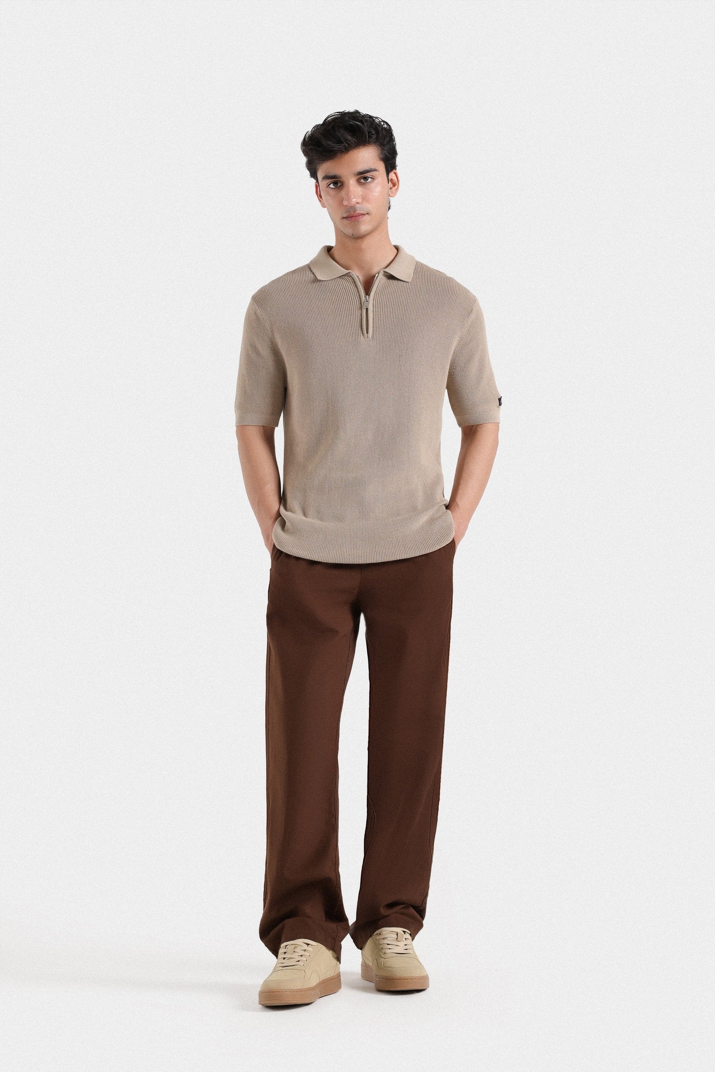 Basic Zipper Polo Shirt