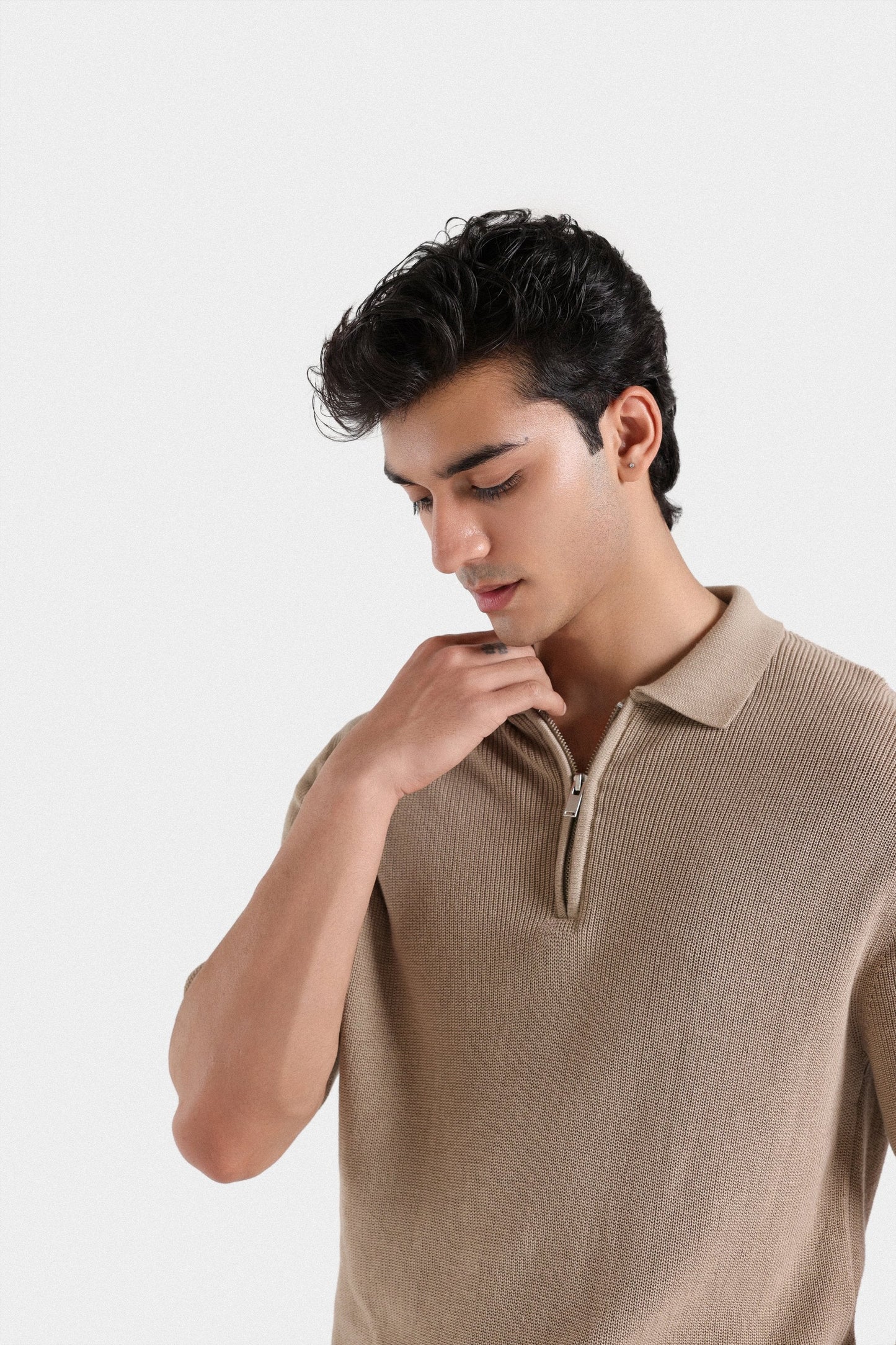 Basic Zipper Polo Shirt