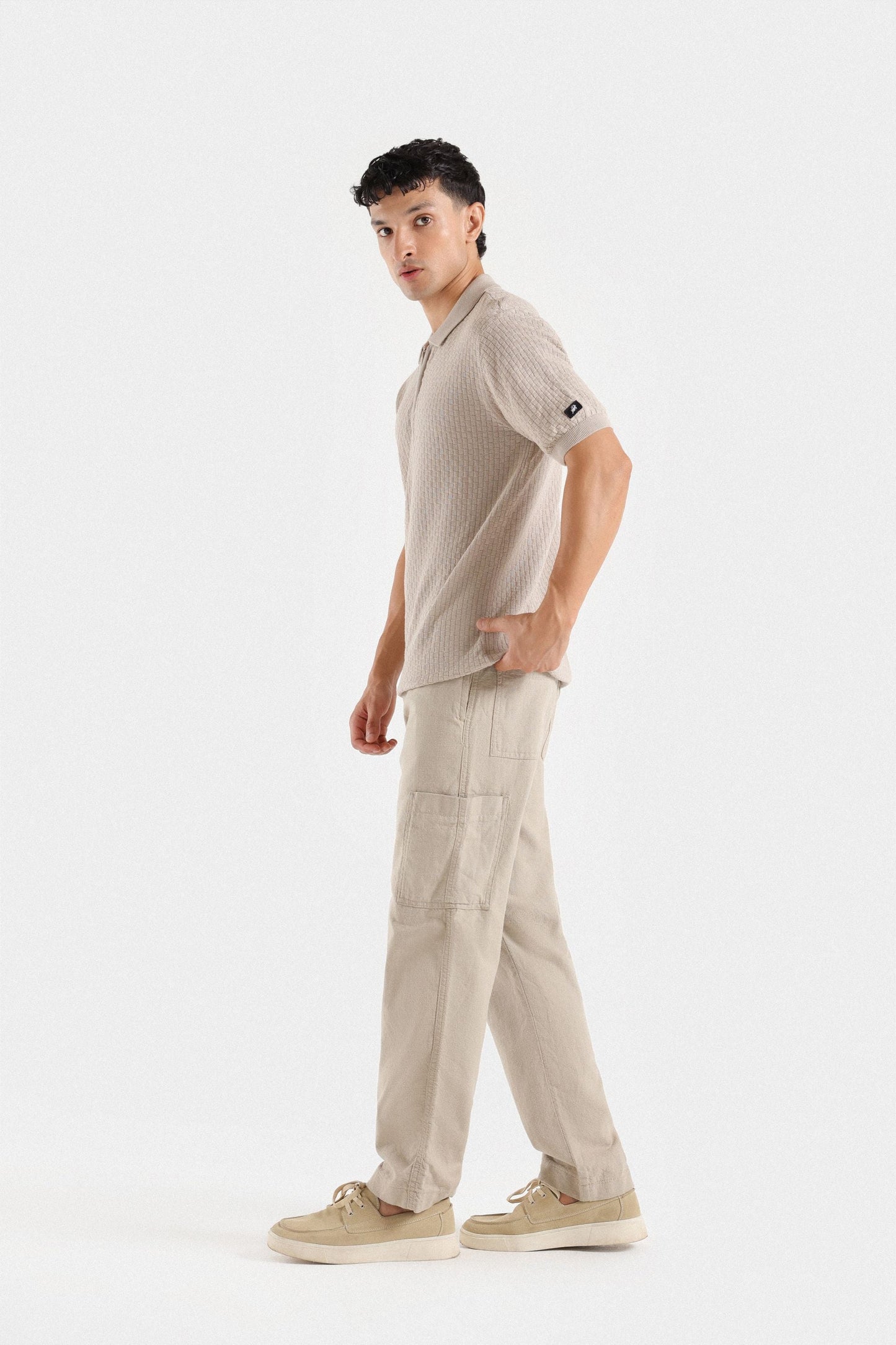 Cable Knit Polo Shirt