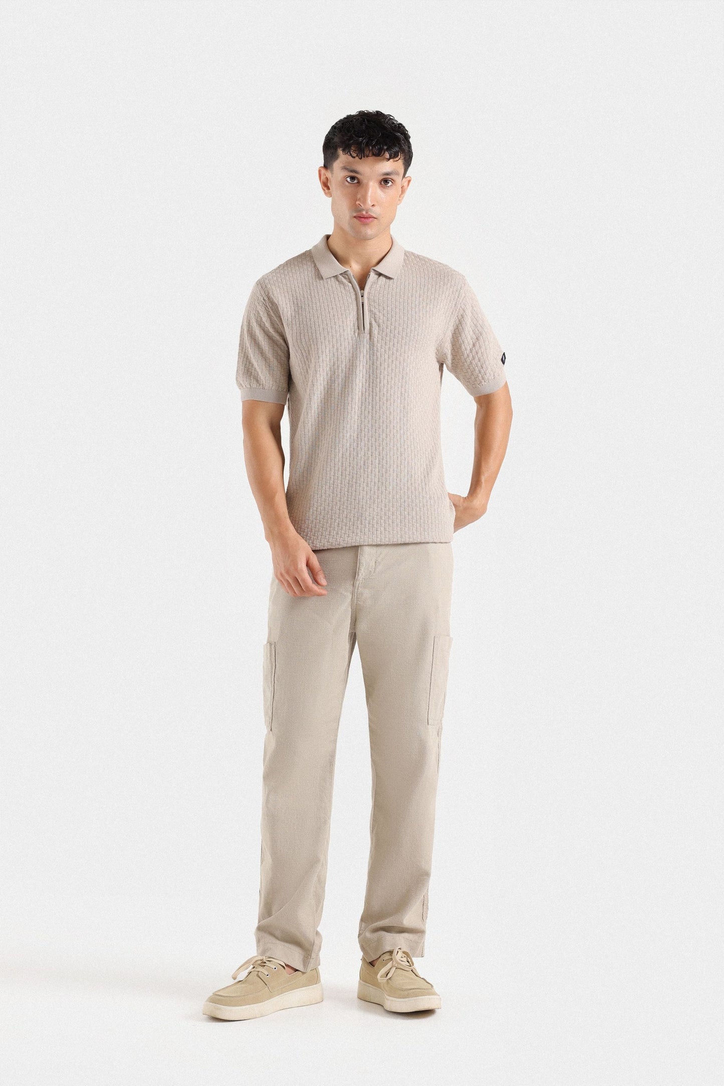 Cable Knit Polo Shirt
