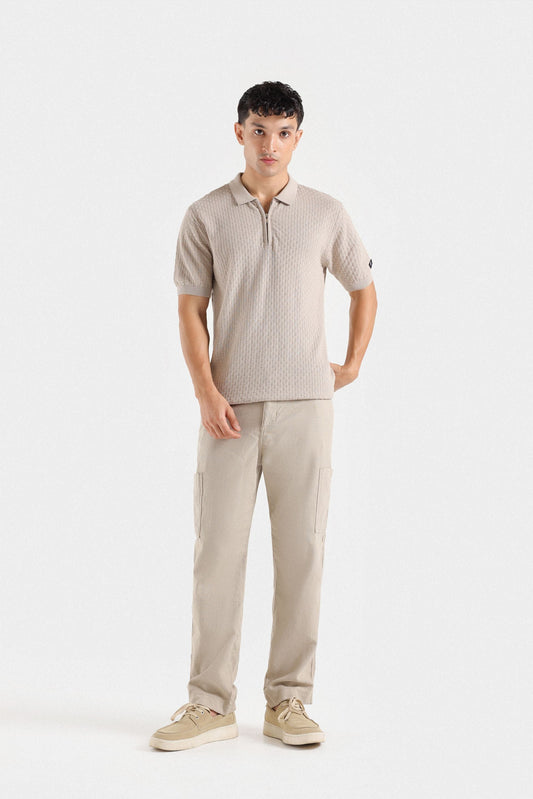 Cable Knit Polo Shirt
