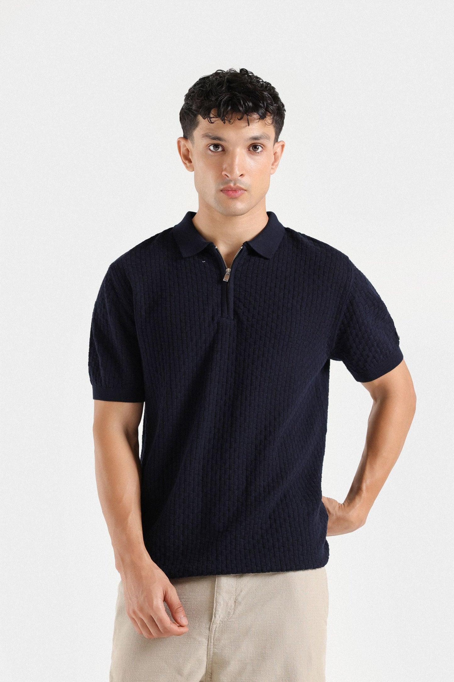 Cable Knit Polo Shirt