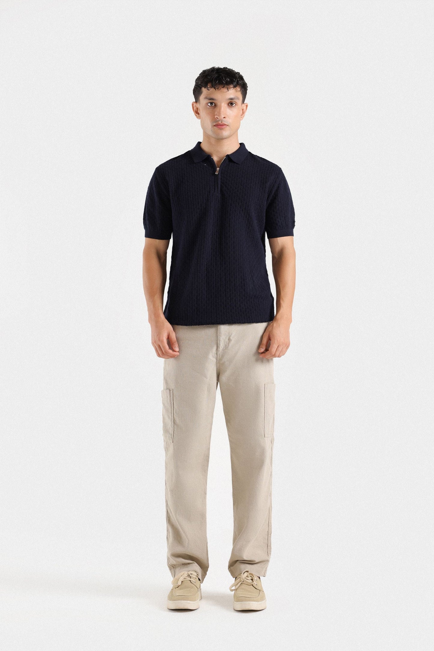 Cable Knit Polo Shirt