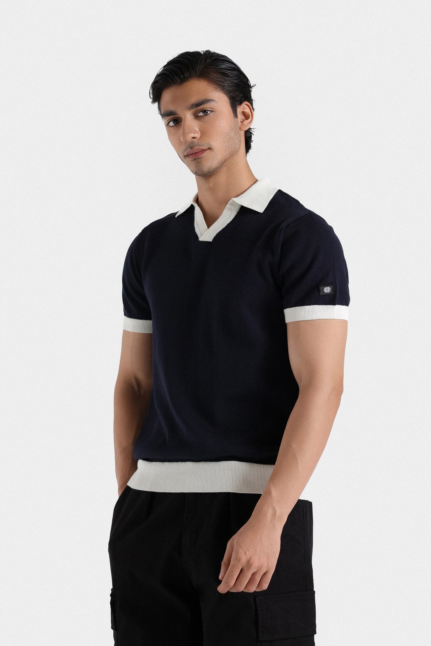 Contrast Collar Knitted Polo